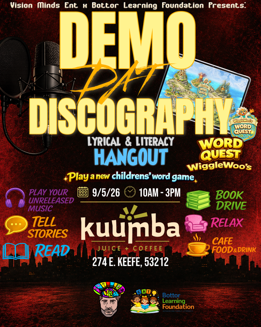 Demo Dat Discography — Lyrical Literacy Hangout event flyer